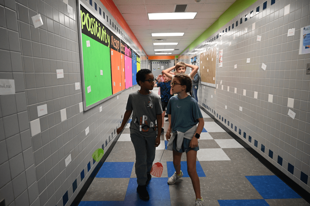 Richardson ISD STEM Magnet school students had a blast with a word-swatting competition, where they classified verbs, adjectives, and nouns.