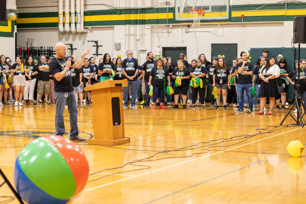 Northside ISD pep rally in gym