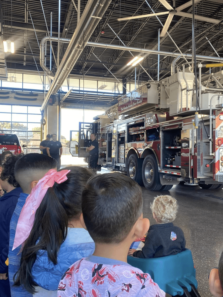 ems students watching firetruck