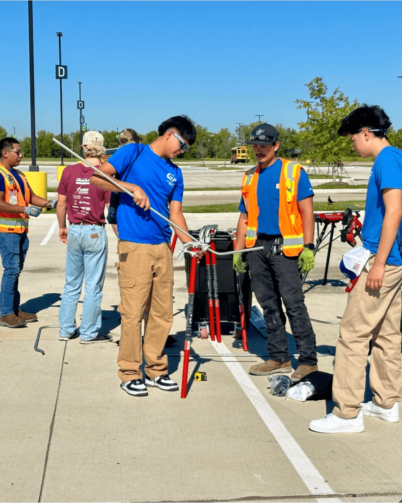 students taking part in trades activities